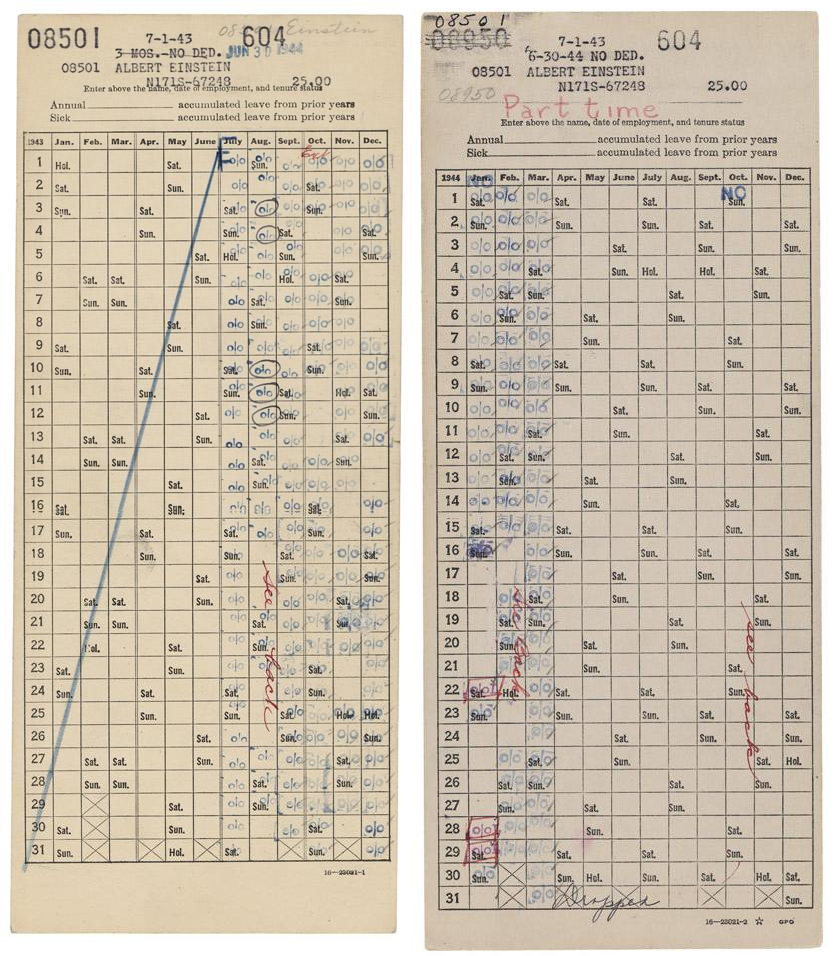 Albert Einstein Time Sheets Large