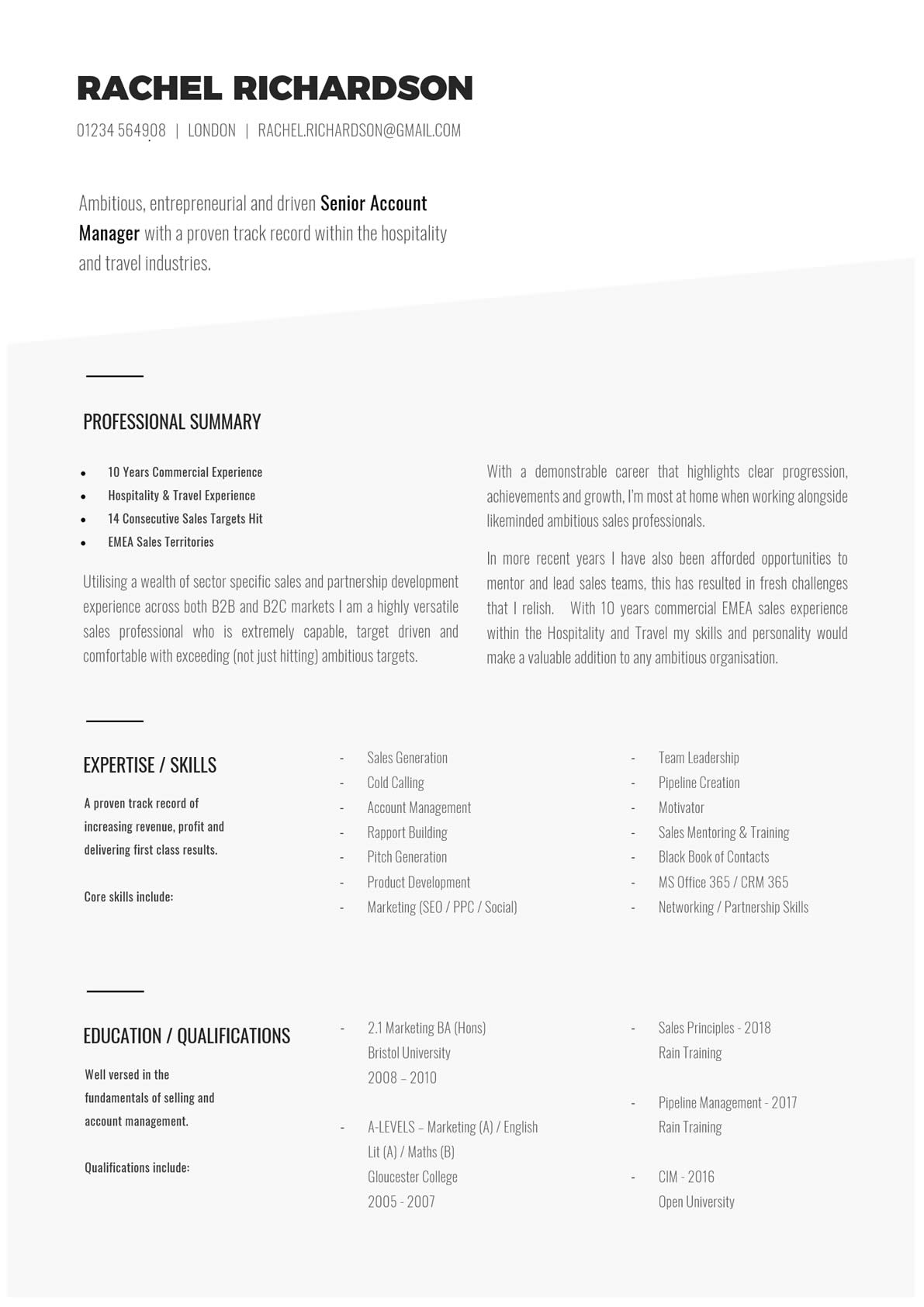 Professional Resume Example